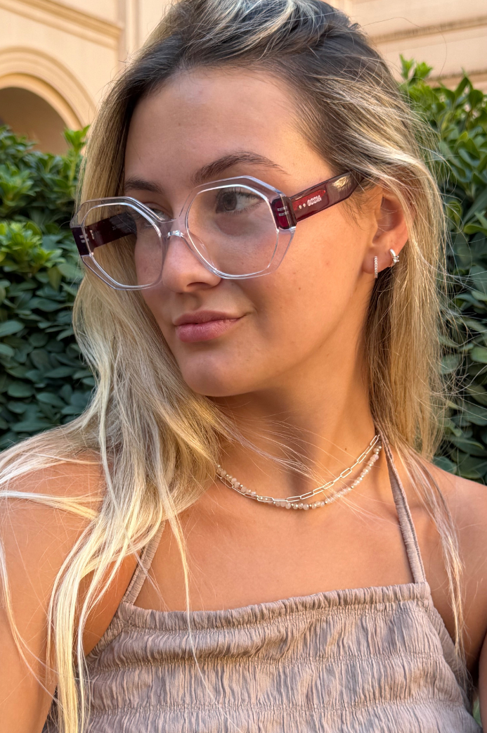 Armazón Óptico FUZZY | cristal & red + BLUE BLOCK